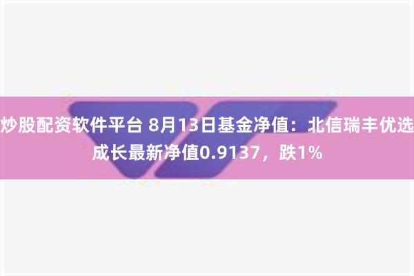 炒股配资软件平台 8月13日基金净值：北信瑞丰优选成长最新净值0.9137，跌1%