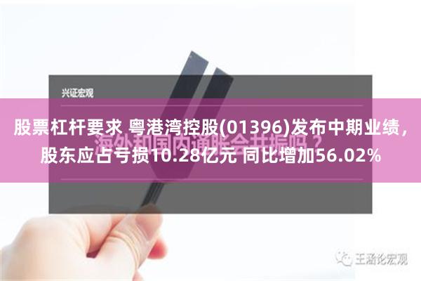 股票杠杆要求 粤港湾控股(01396)发布中期业绩，股东应占亏损10.28亿元 同比增加56.02%